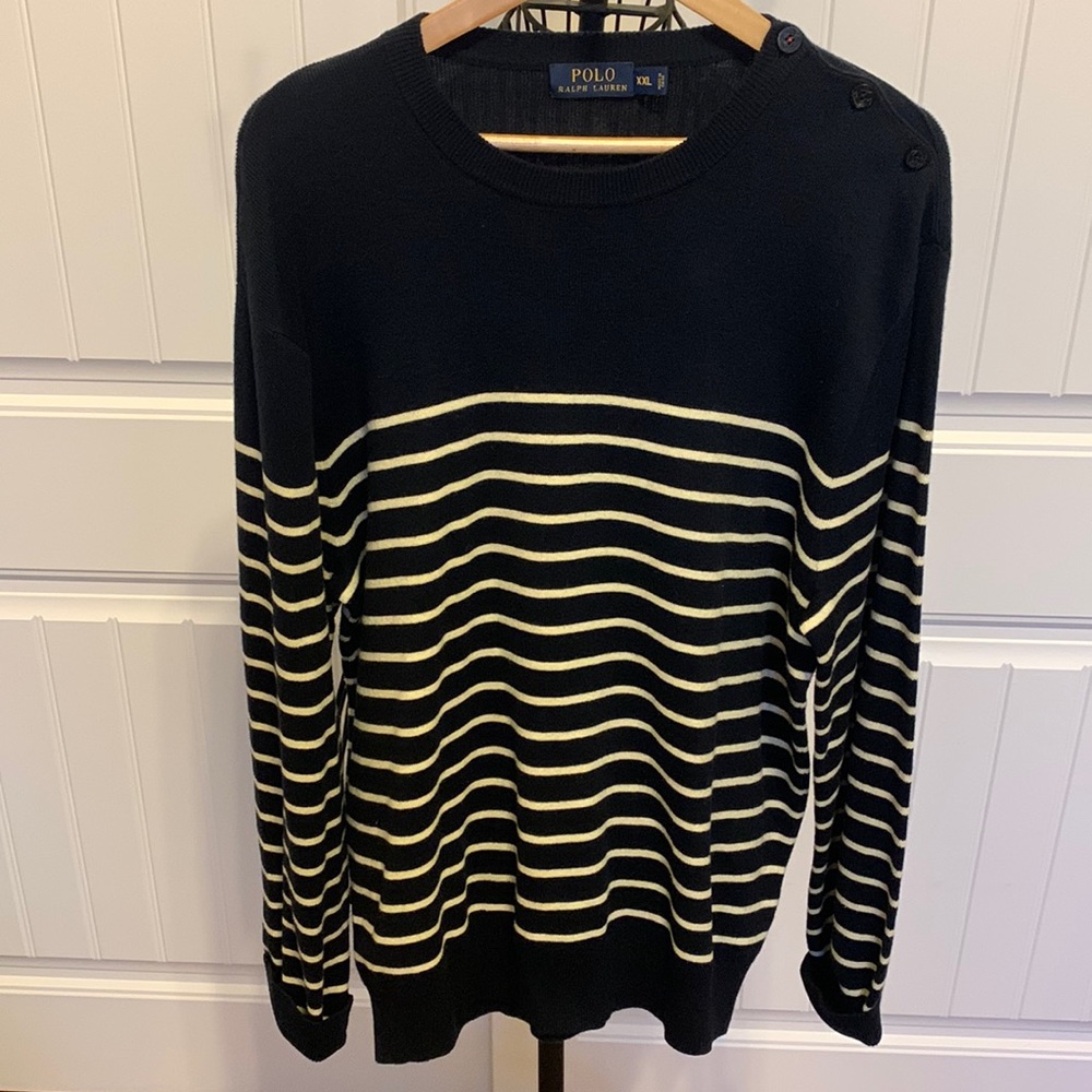 Polo Ralph Lauren men blue and white sweater Sz XXL NWOT